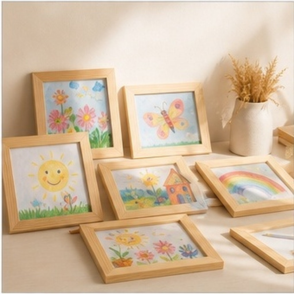 Art And Craft For Nursery - 6 sztuk drewnianych ram do obrazów,