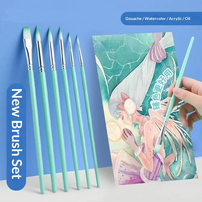 Gouache Paint Set - Zestaw 6 pędzli z nylonowym włosiem