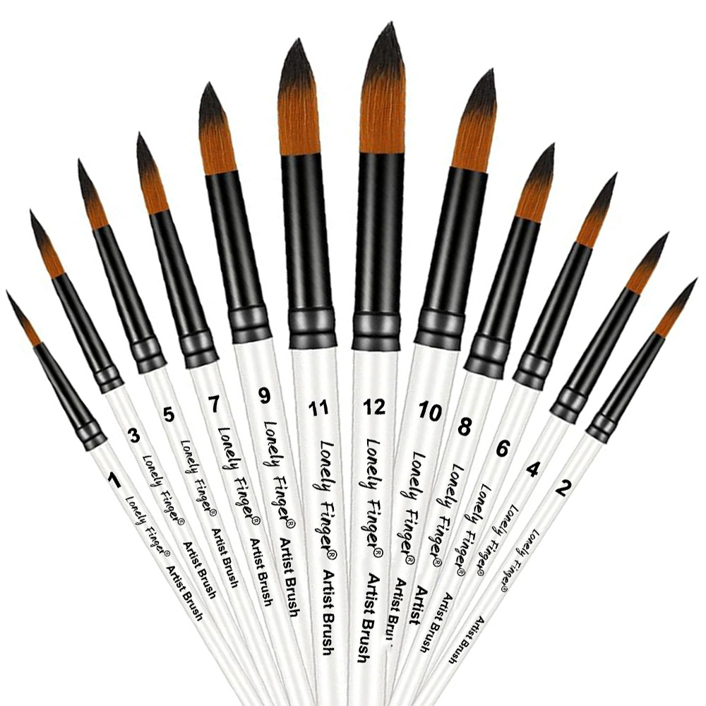 Gouache Paint Set - 12 szt. Zestaw pędzli artystycznych z