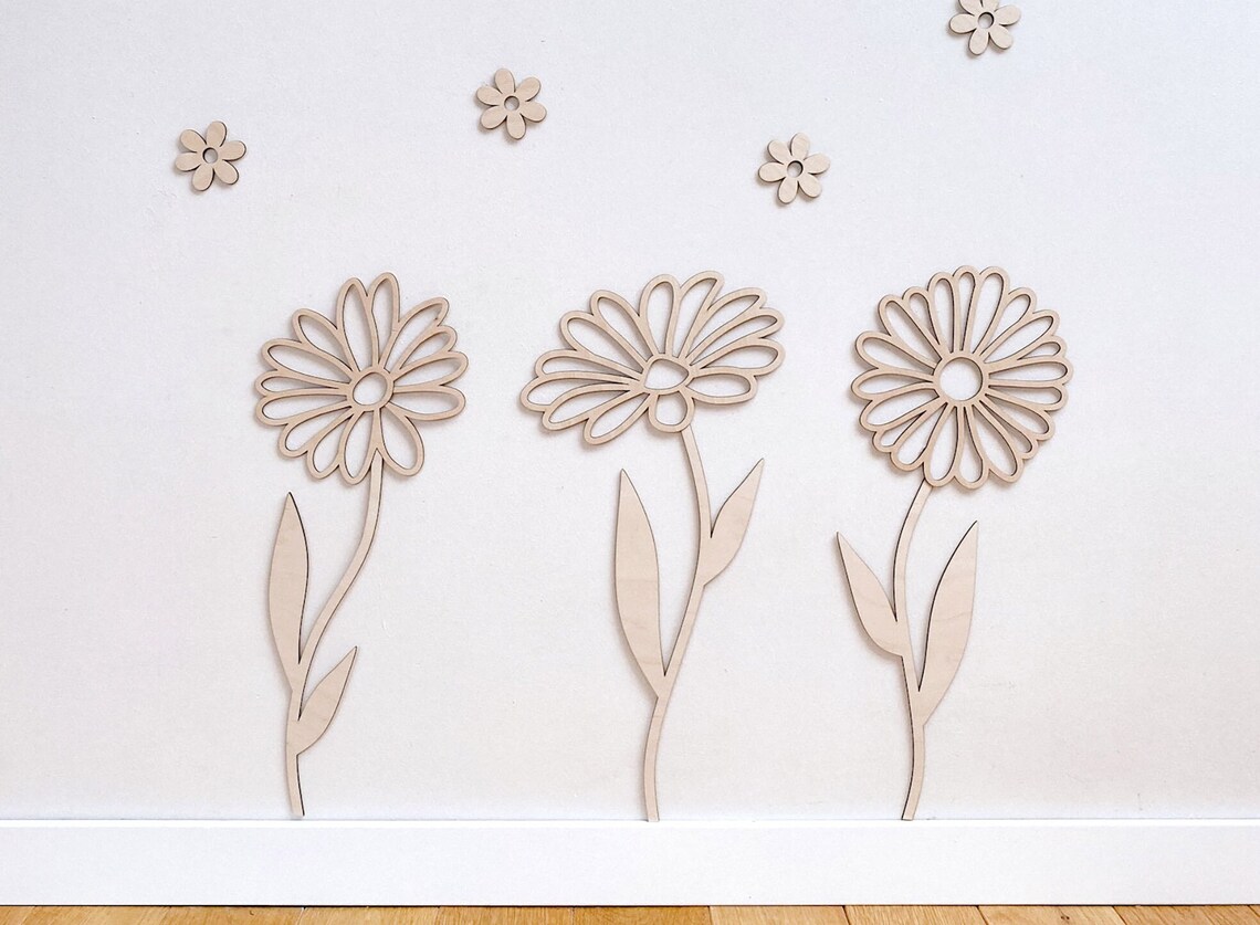 Art And Craft For Nursery - Drewniane kwiaty do dekoracji ścian, motyw
