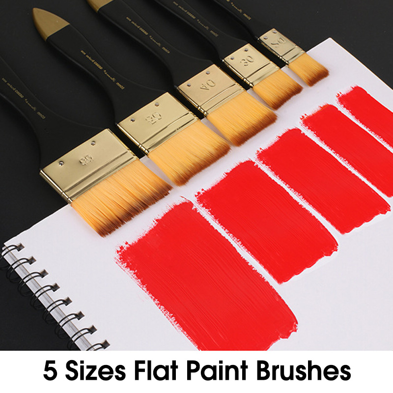5 pędzli płaskich w różnych ro – Gouache Paint Set recenzja i cena